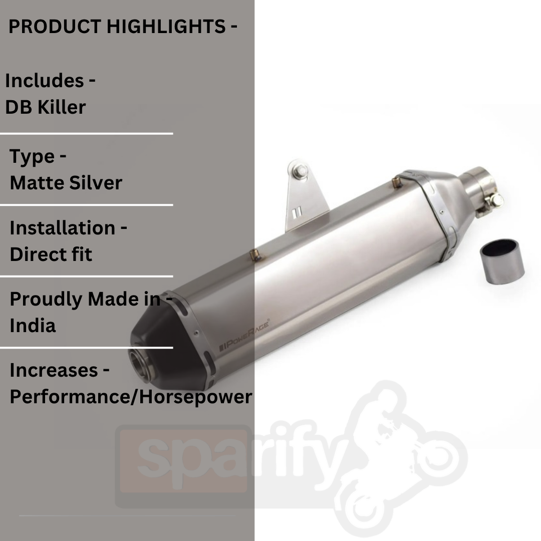 RE Himalayan 411 Brushed Steel Finish (Matte) PoweRage Performance Slip on Exhaust