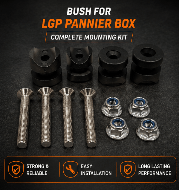 Universal Motorcycle Pannier Bush Set with Bolts (Set of 4) | Saddle Stay Mount Spacer Kit for Bike LuggagePACK OF 4 - LGP India